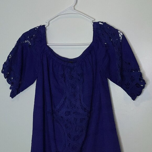 Free People Purple Crochet Tunic Top XS Boho Chic Bohemian Romantic - Picture 3 of 10